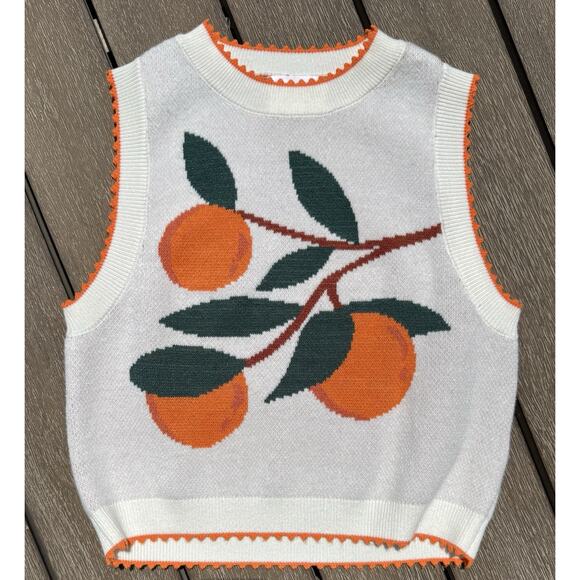 Willow And Wind Tops - NWOT Vintage Sweater Vest Orange Print Pullover Hipster